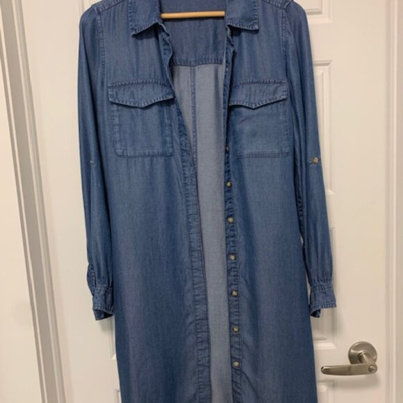 Lyocell denim shirt-dress - Picture 3 of 8